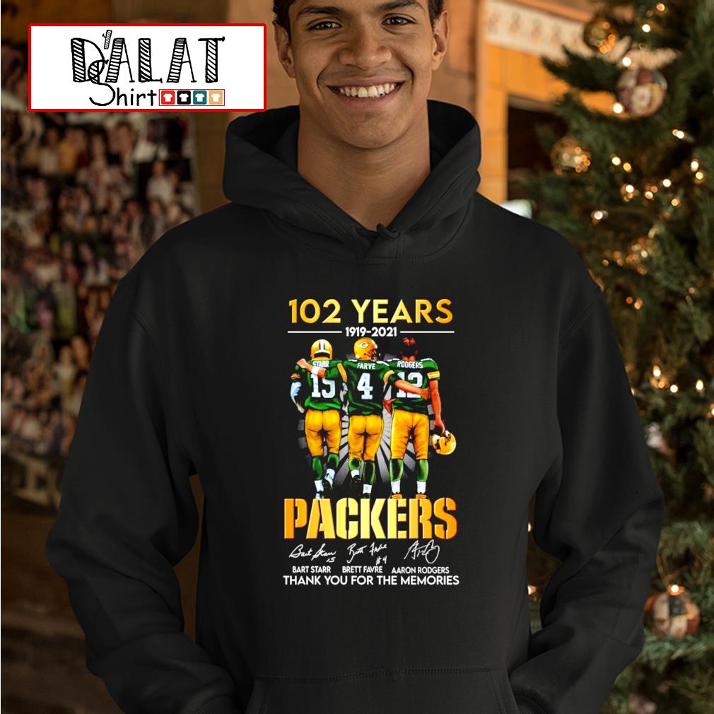 Green Bay Packers Champion Quarterback Brett Favre Bart Starr and Aaron  Rodgers signatures shirt,Sweater, Hoodie, And Long Sleeved, Ladies, Tank Top