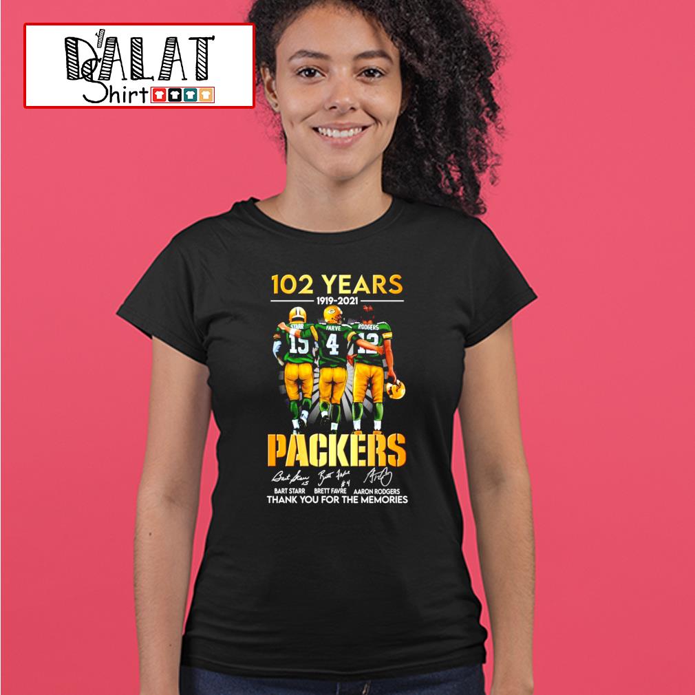 Green Bay Packers Champion Quarterback Brett Favre Bart Starr and Aaron  Rodgers signatures shirt,Sweater, Hoodie, And Long Sleeved, Ladies, Tank Top