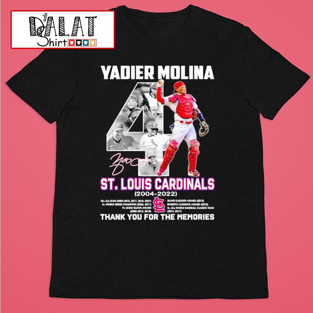 Yadier Molina St Louis Cardinals 2004-2022 thank You for the memories  signature T-shirt, hoodie, sweater, long sleeve and tank top