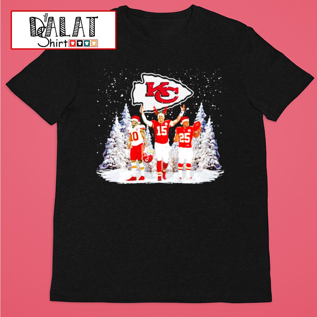 Kansas City Chiefs Tyreek Hill Patrick Mahomes Ii And Clyde Edwards Merry  Christmas Shirt