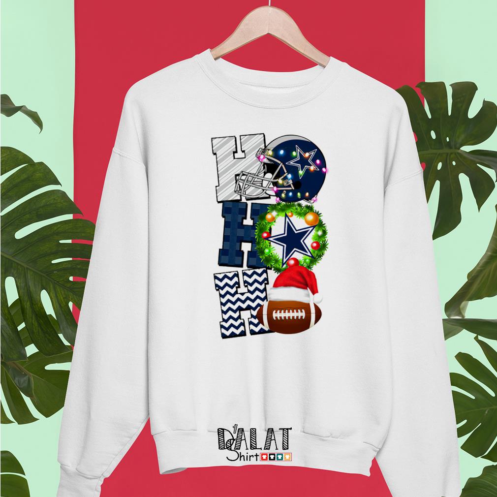 Ho Ho Ho Dallas Cowboys Football Christmas Light Santa Hat Shirt -  Freedomdesign