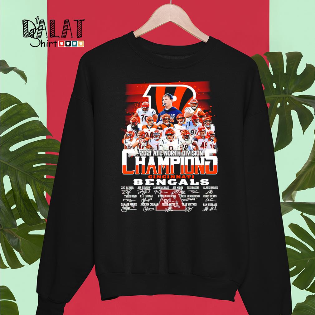 2021 AFC North Division Champions Cincinnati Bengals signatures shirt -  Dalatshirt