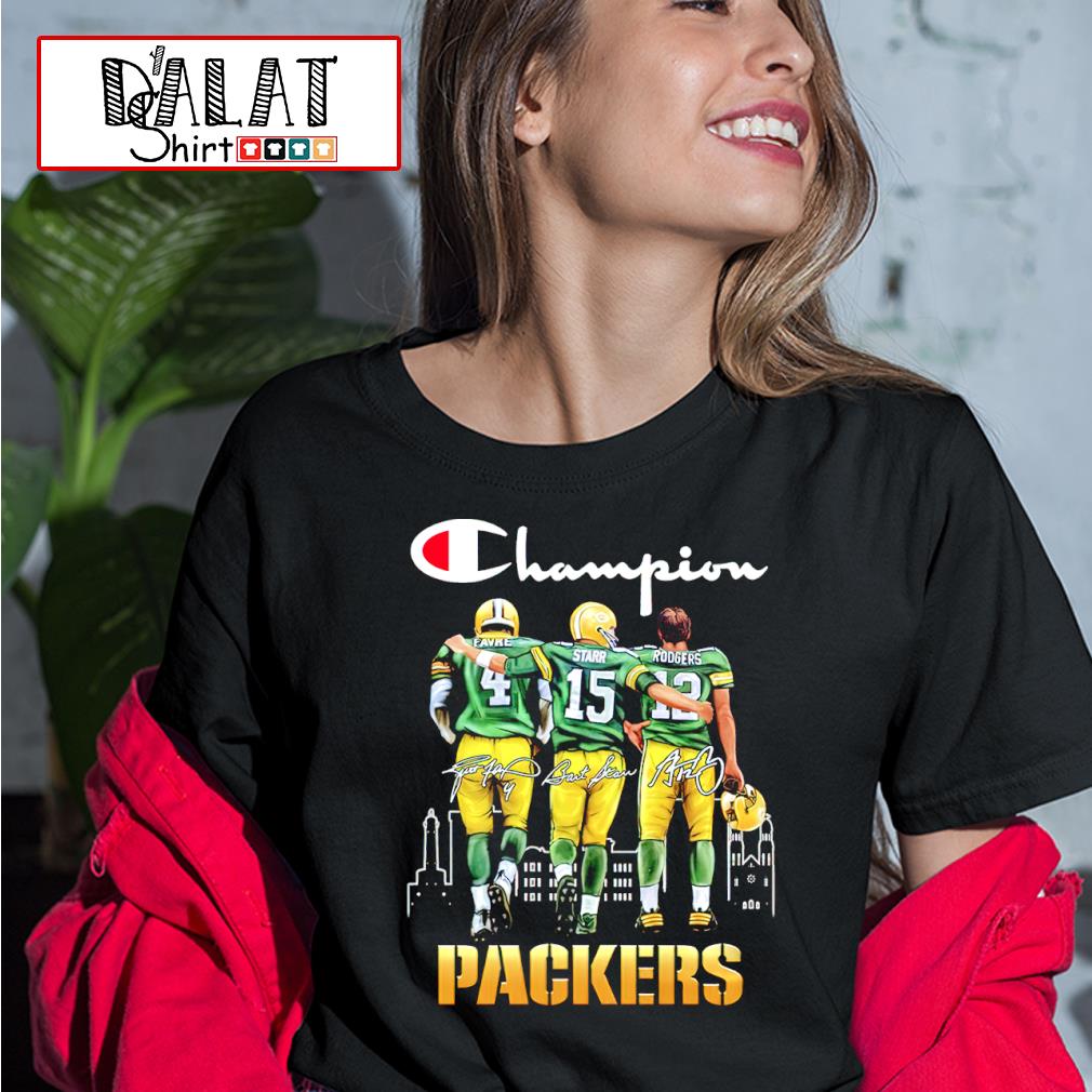 Champion Brett Favre Bart Starr Aaron Rodgers signatures shirt