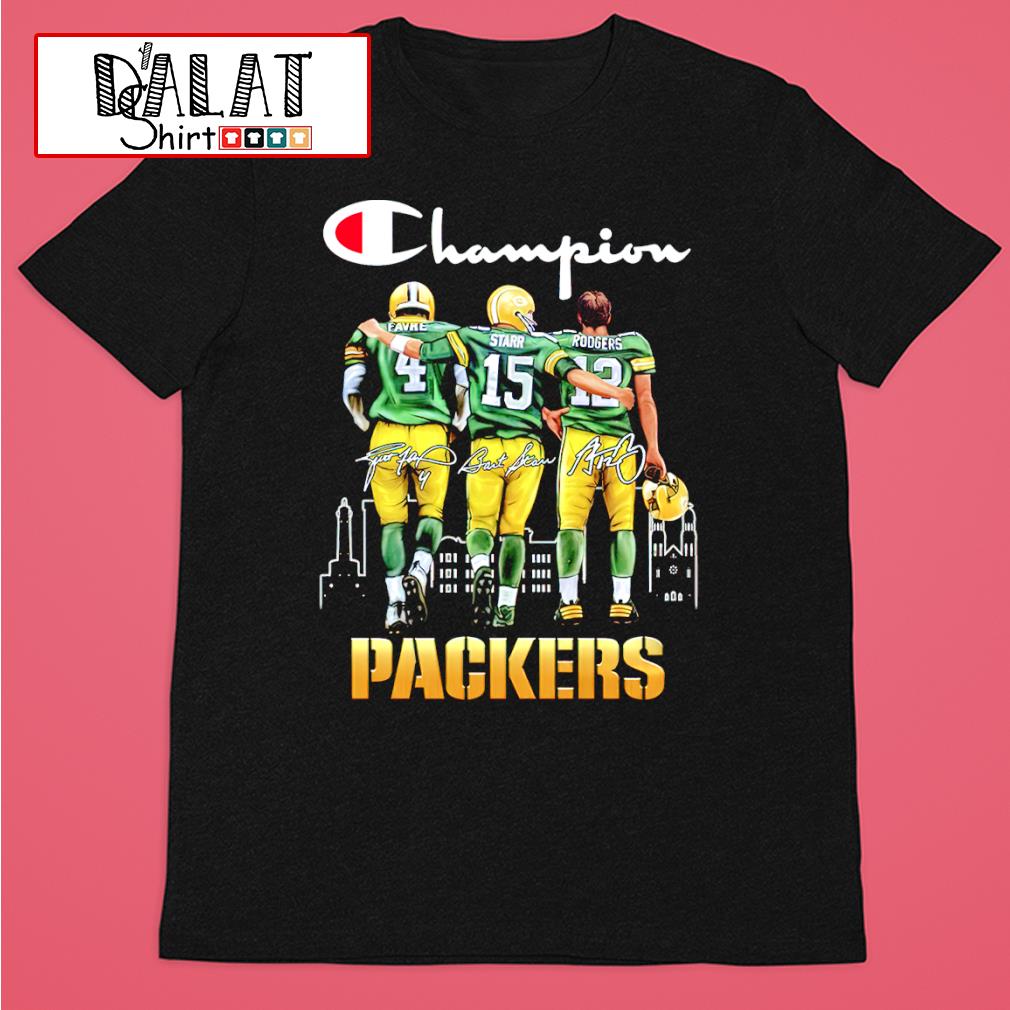 Green Bay Packers Champion Brett Favre Bart Starr And Aaron Rodgers Shirt -  T-shirts Low Price