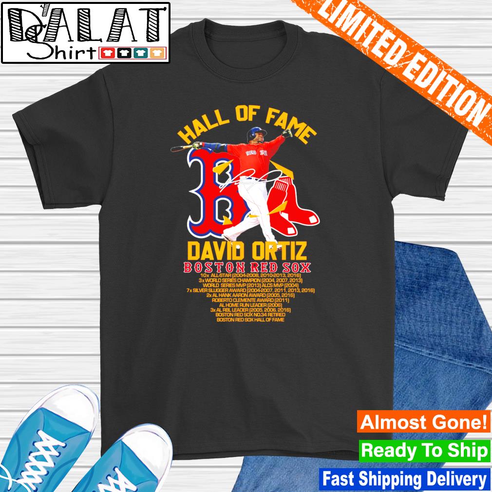 Hall of Fame David Ortiz Boston Red Sox signature T-shirt