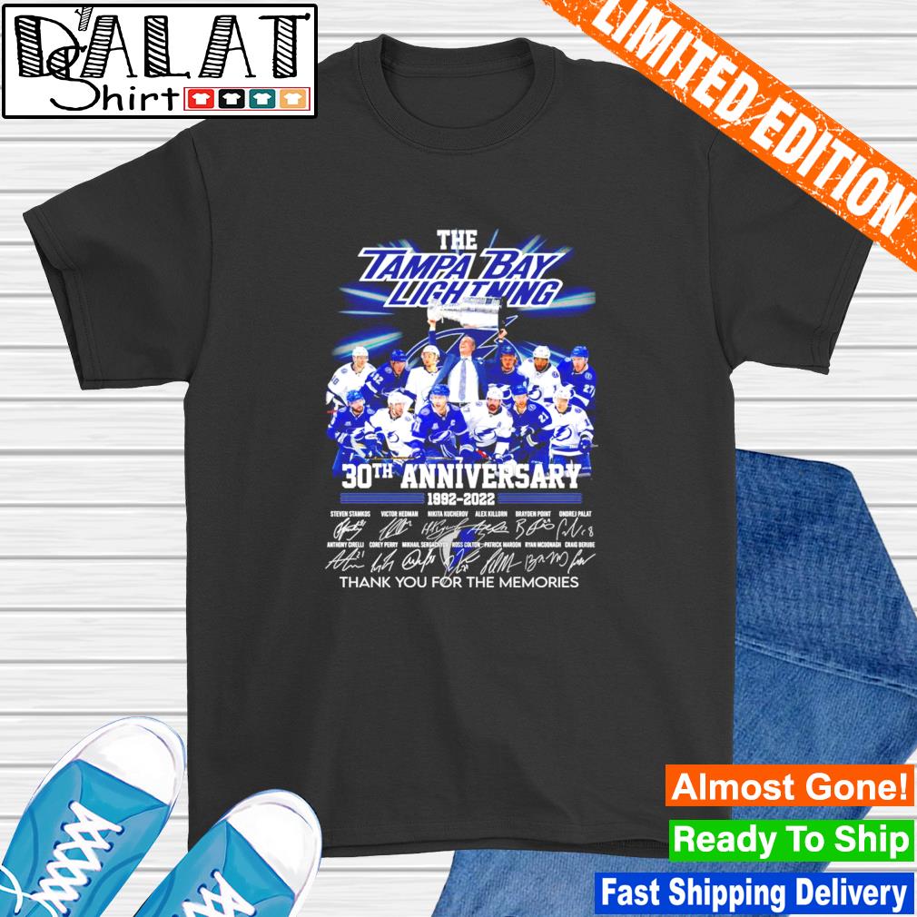 The Tampa Bay Lightning 30th anniversary 1992 2022 thank you for the  memories signatures shirt - Dalatshirt