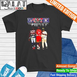 Official houston city Houston Texans Andre Johnson Hakeem Olajuwon Houston  Rockets and Craig Biggio Houston Astros signatures shirt, hoodie,  longsleeve, sweatshirt, v-neck tee