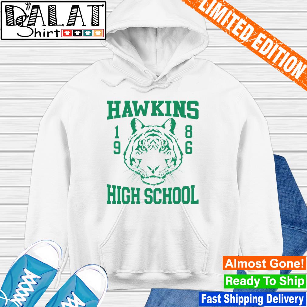 Hawkins high school 1986 green tiger logo shirt, hoodie, sweater