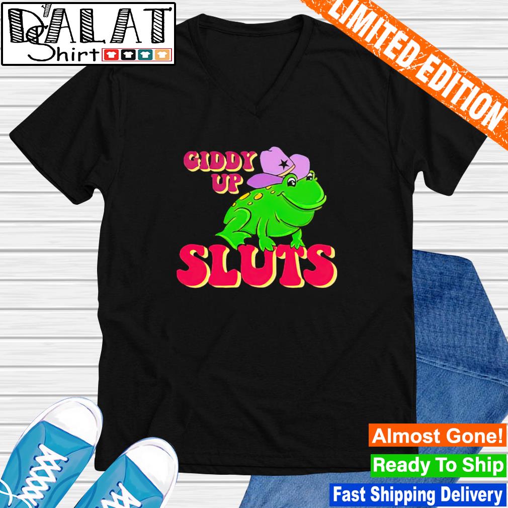 Giddy up sluts cowboy frog shirt, hoodie, sweater, long sleeve and