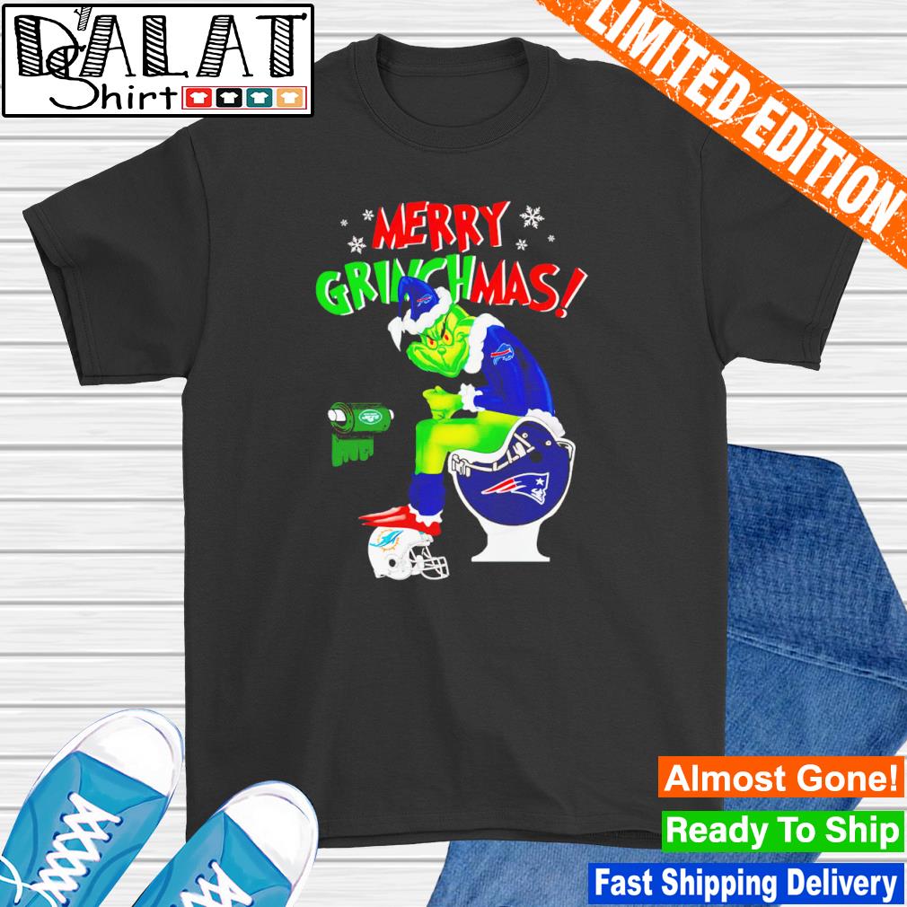 Funny The Grinch Buffalo Bills Shit On Toilet New England Patriots Christmas  Shirt - Thefirsttees