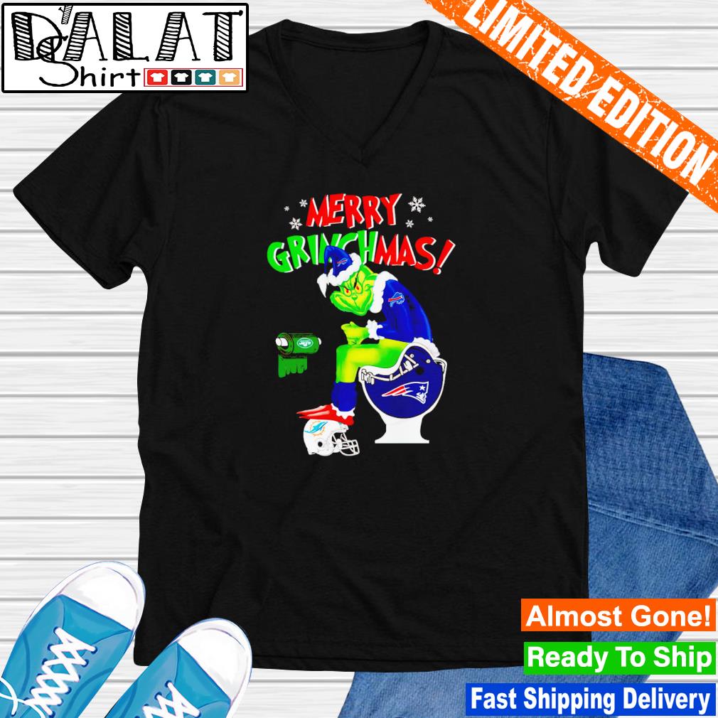 Cute The Grinch Buffalo Bills Shit On Toilet New England Patriots Christmas  Shirt - ValleyTee