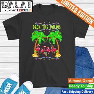 Deck the Palms Merry Flamingo Christmas shirt
