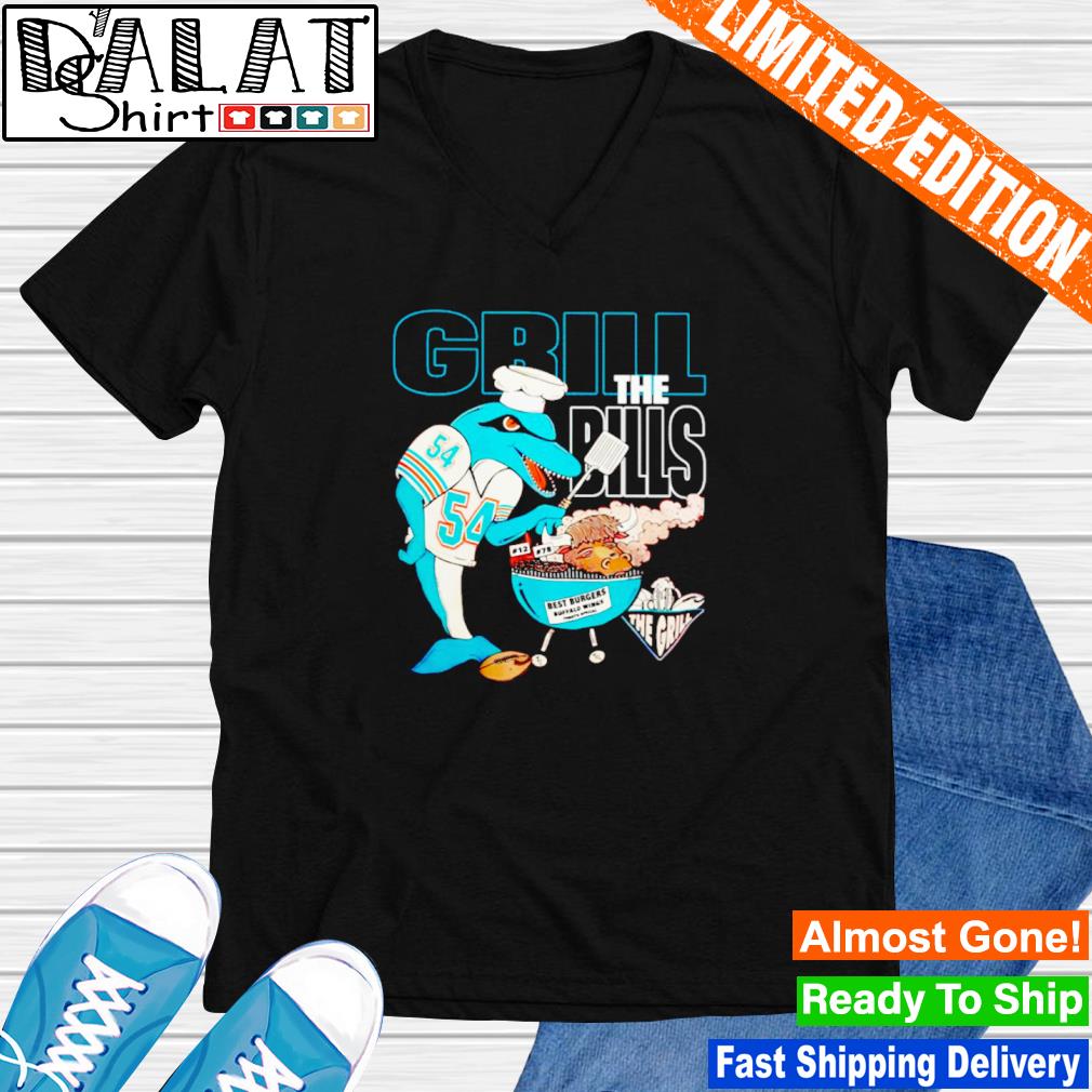 miami dolphins, buffalo bills grill the bills n.f.l football funny t shirt