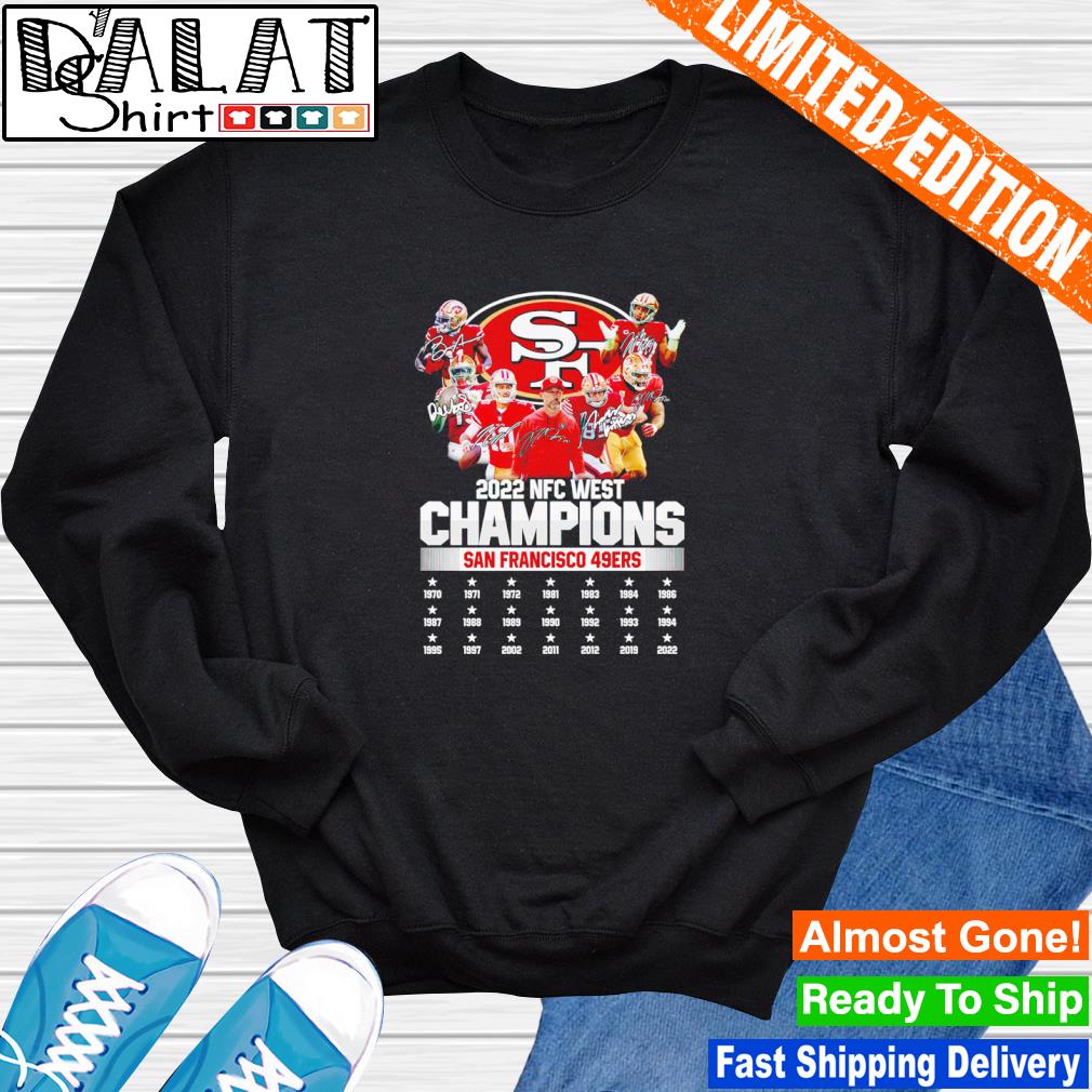 NFC West champions San Francisco 49ers back to back to back signatures shirt,  hoodie, sweater, long sleeve and tank top