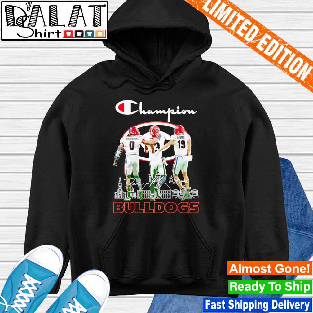 Champion Darnell Washington Stetson Bennett And Brock Bowers Georgia  Bulldogs Signatures Shirt, hoodie, sweater, long sleeve and tank top