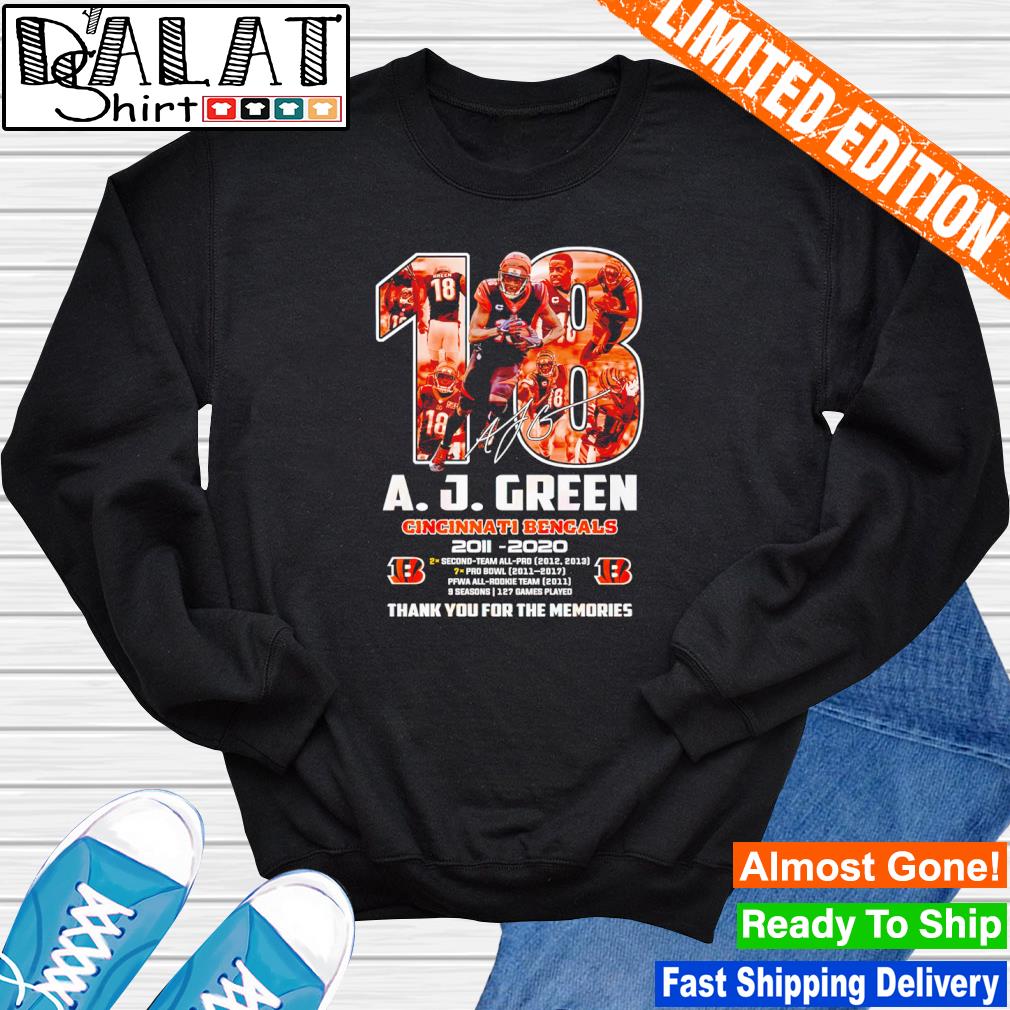 A. J. Green Cincinnati Bengals 2011 – 2020 Thank You For The Memories  Signature T-shirt,Sweater, Hoodie, And Long Sleeved, Ladies, Tank Top