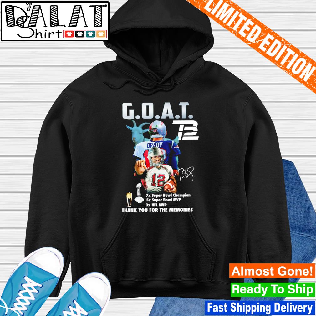 Tom Brady Goat thank you for the memories signature shirt, hoodie