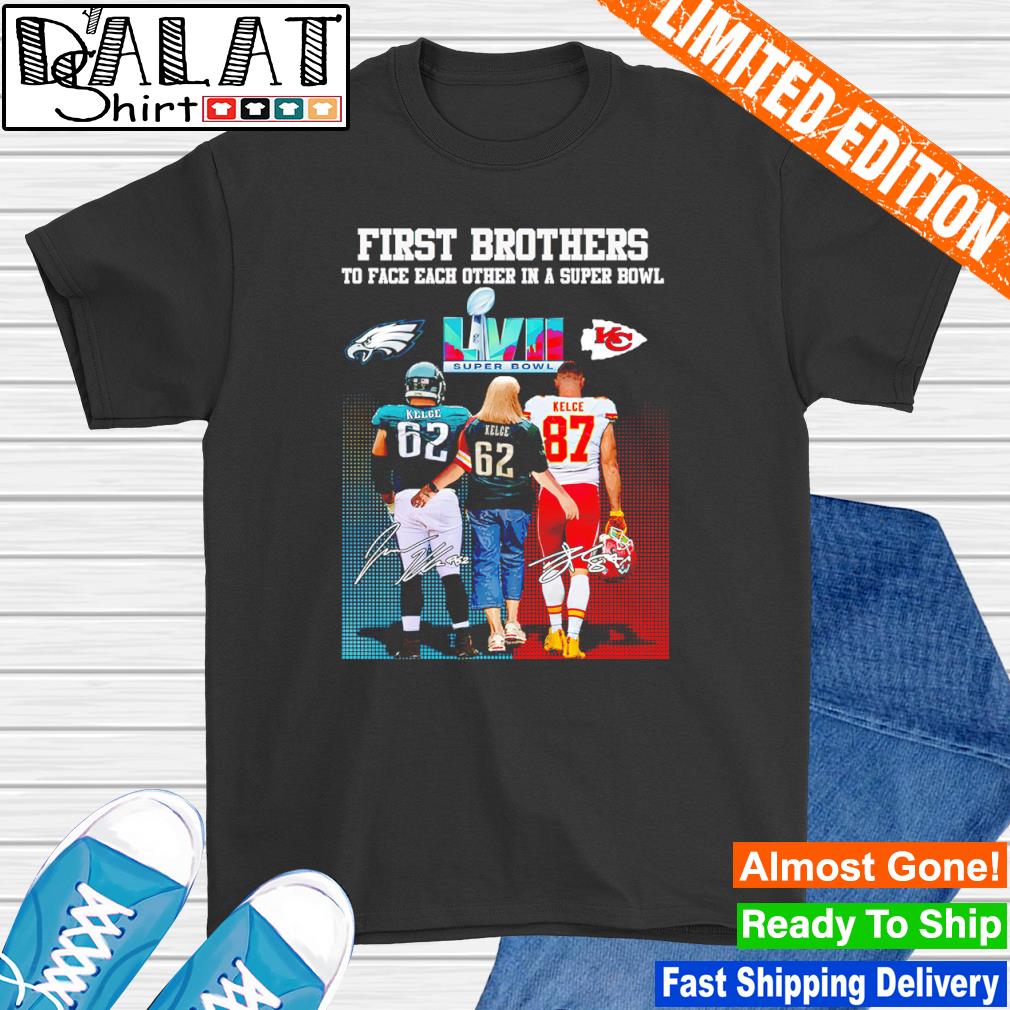 Travis Kelce and Jason Kelce first brother players to face each other in a Super Bowl signatures shirt