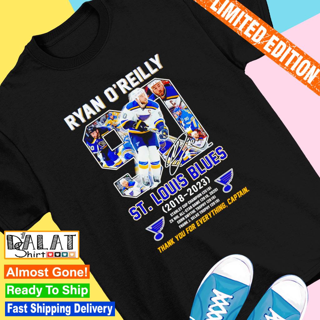 Captain Ryan O'Reilly 90 St Louis Blues 2018-2023 thank you for everything  signature shirt, hoodie, sweater, long sleeve and tank top