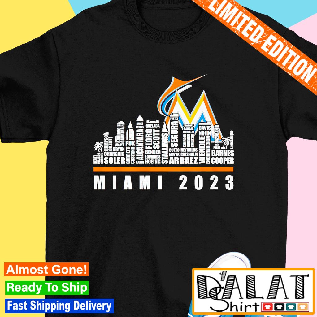 Miami Marlins 2023 Season Team Players Names In City Shirt - Bring