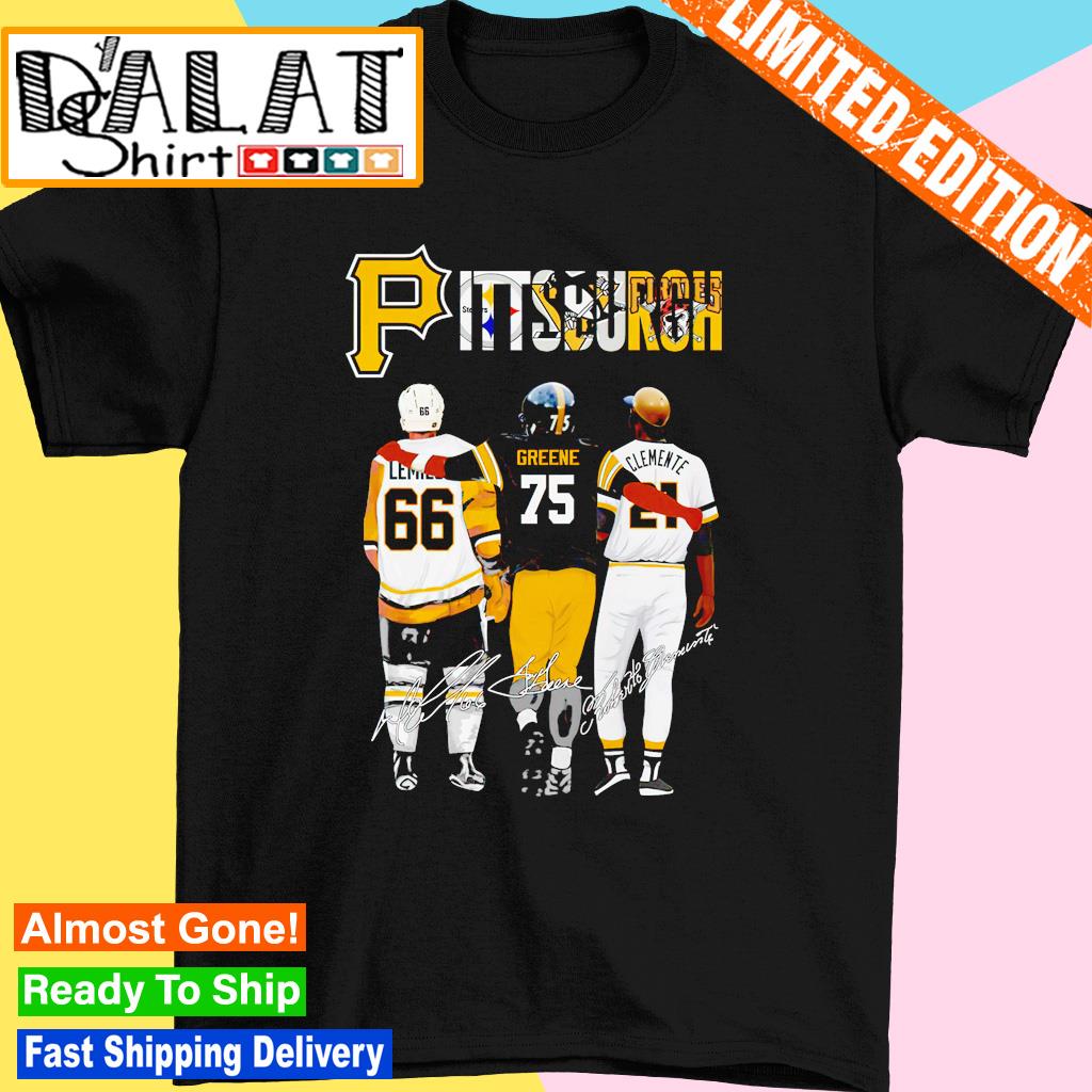 Pittsburgh Roberto Clemente and Joe Greene and Mario Lemieux signatures  shirt - Dalatshirt