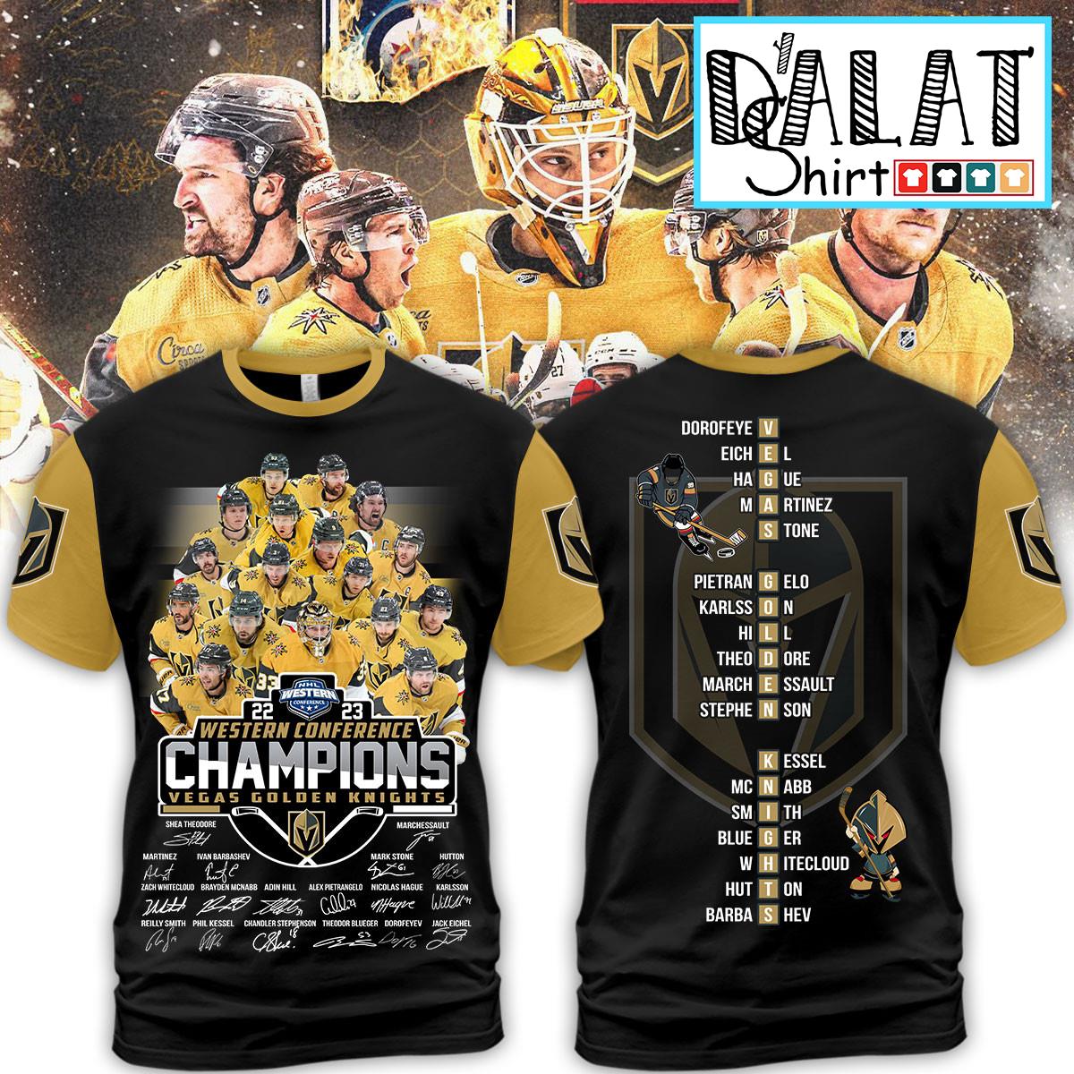 Vegas Golden Knights 2023 Western Conference Champions Players Name Shirt -  Tagotee