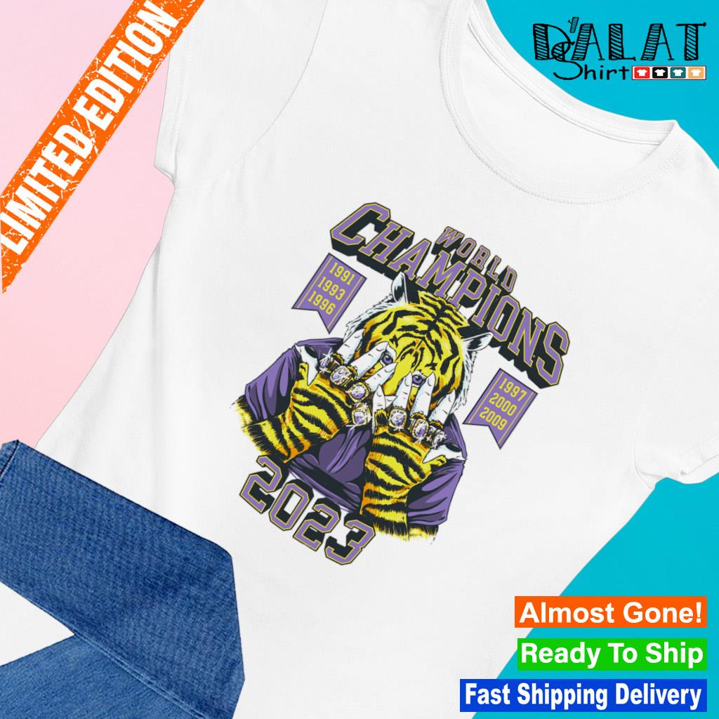 LSU Tigers Baseball 7 Rings 2023 World Champions s Ladies-tee