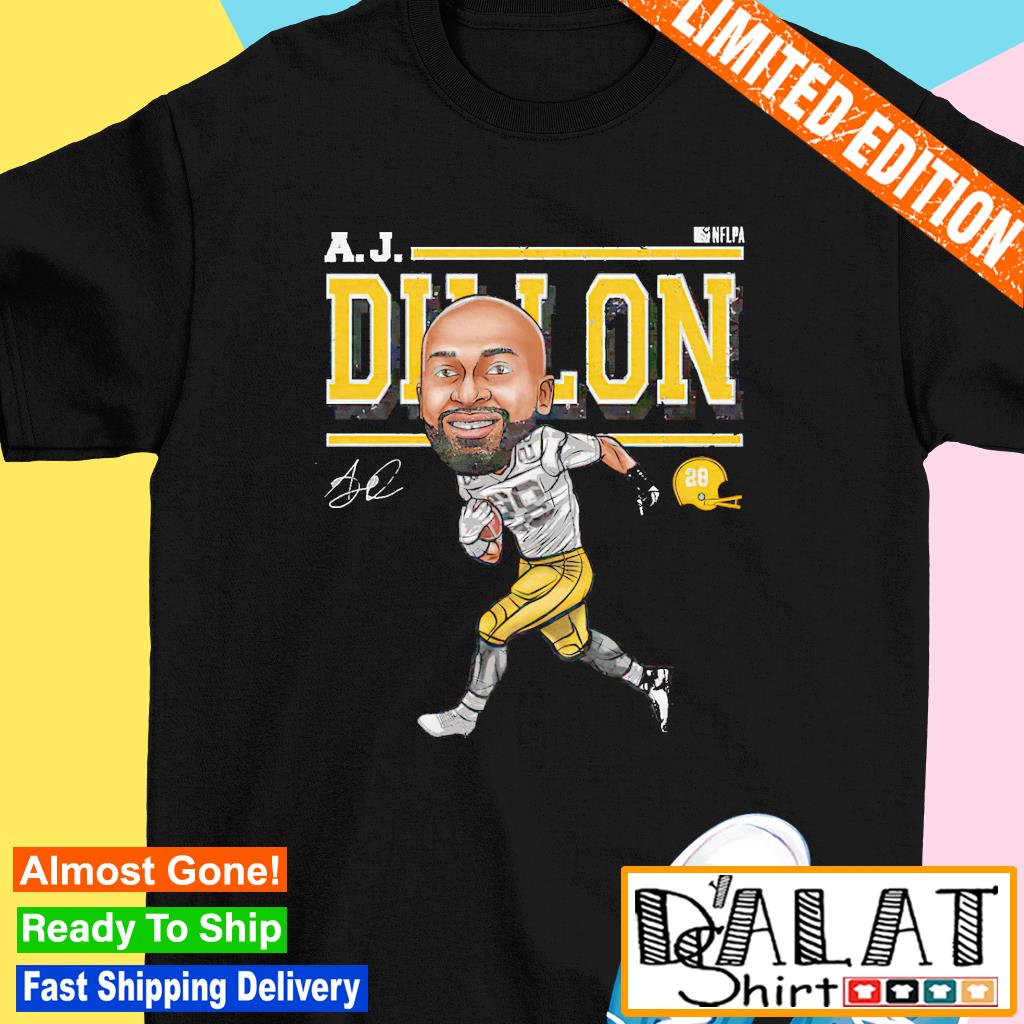 A.J. Dillon Green Bay Packers Cartoon signature shirt - Dalatshirt