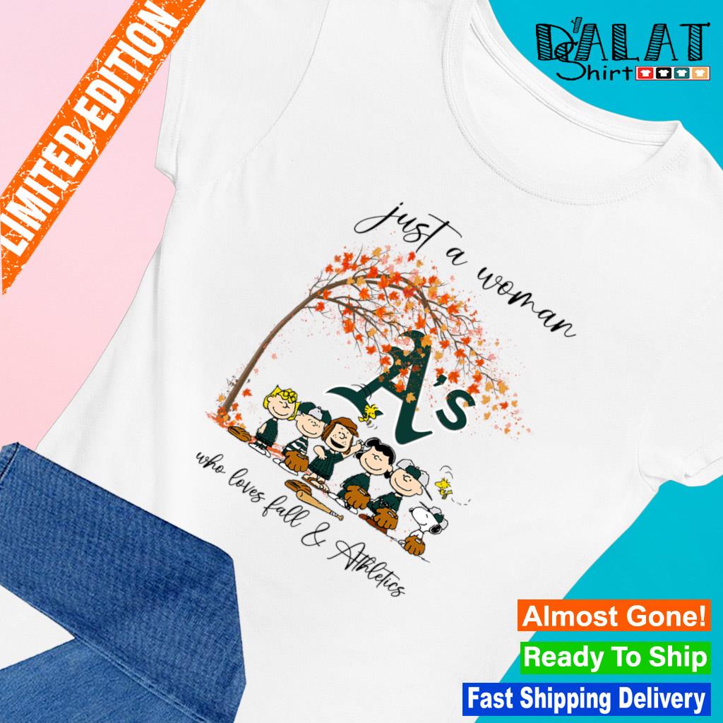 Official the Peanuts Just A Girl Who Loves Fall Oakland Athletics Shirt,  hoodie, sweater, long sleeve and tank top