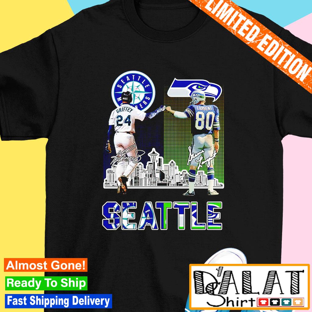 Ken griffey jr and steve largent seattle city signatures shirt