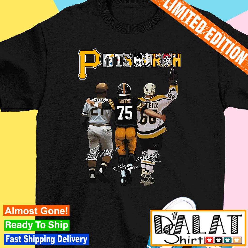 Pittsburgh Roberto Clemente and Joe Greene and Mario Lemieux signatures  shirt - Dalatshirt