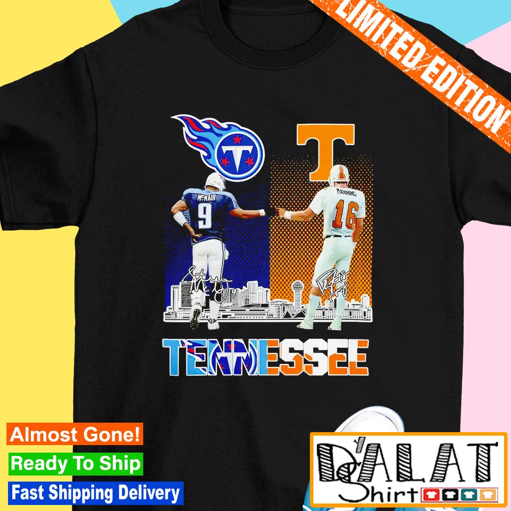 Volunteers X Titans Steve Mcnair and Peyton Manning Tennessee City  Champions Signautres shirt - Dalatshirt