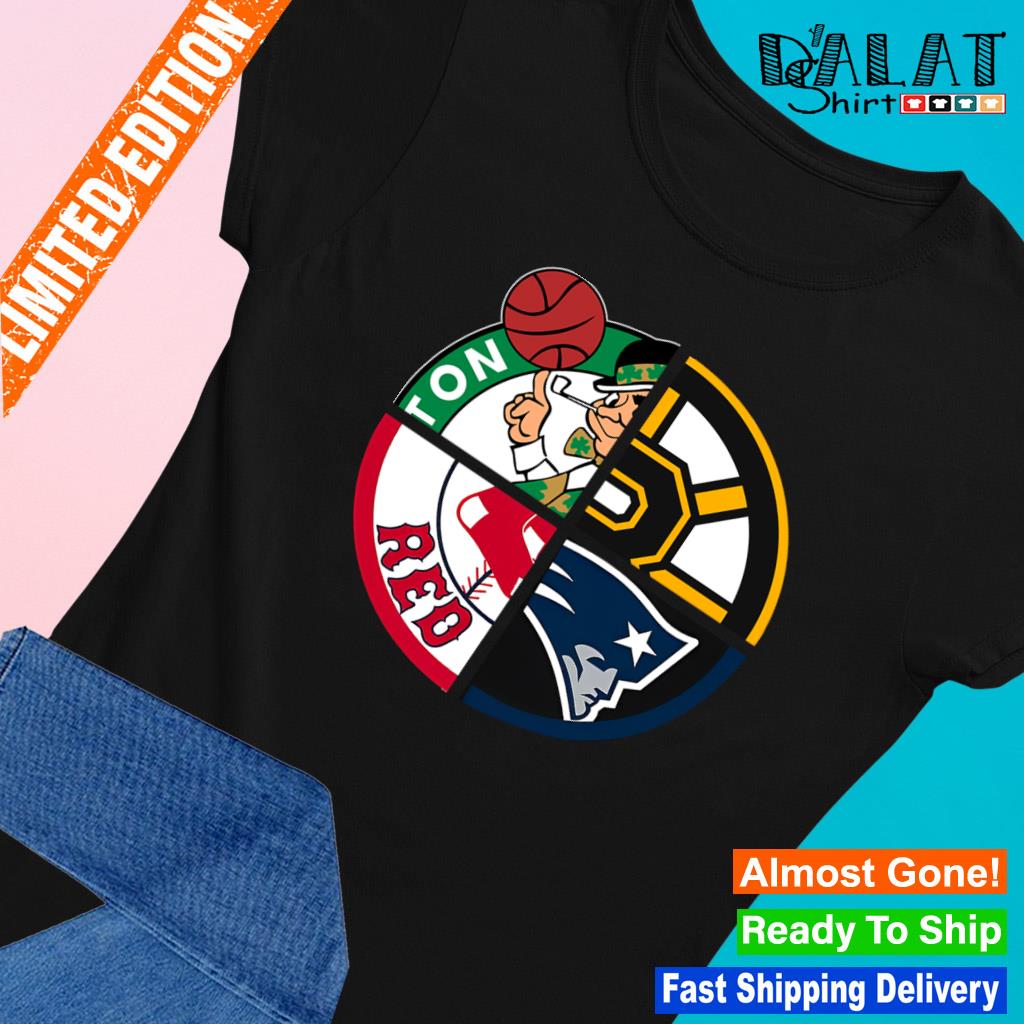 Boston Celtics Boston Bruins Boston Red Sox New England Patriots sports  quad logo 2023 T-shirt - Dalatshirt