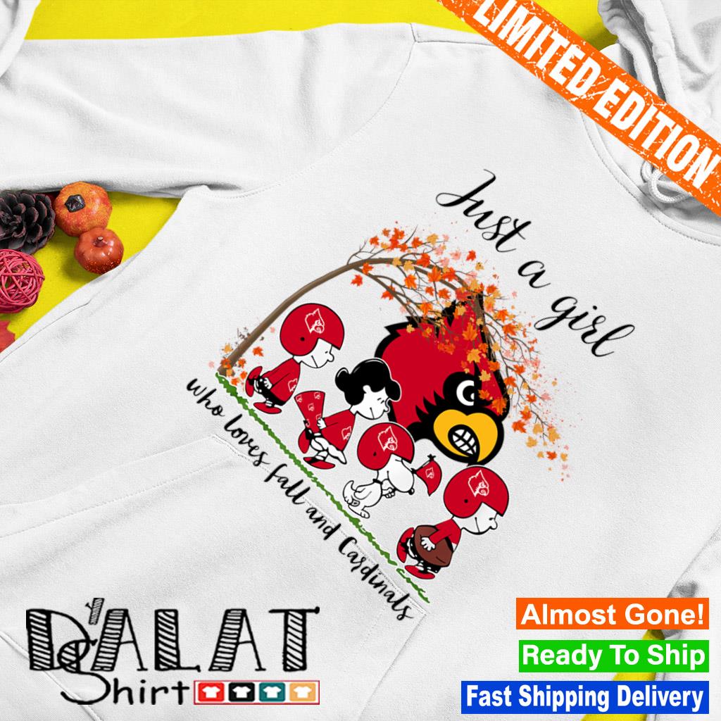 Just A Girl Who Loves Fall and Louisville Cardinals Peanuts Cartoon shirt,  hoodie, sweater, long sleeve and tank top