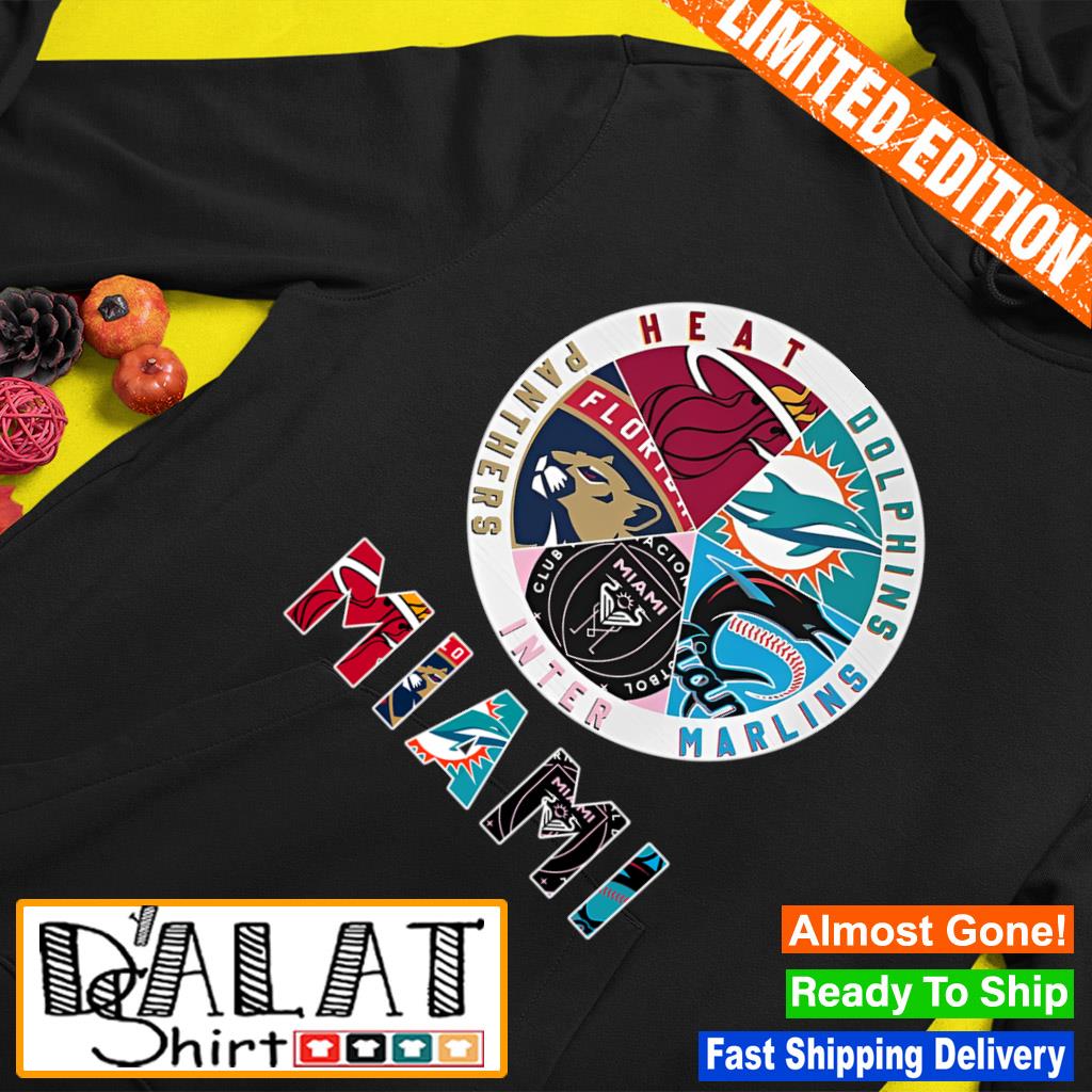 Miami Sports Teams Logo Shirt Heat, Dolphins, Marlins, Inter And Panthers,  hoodie, sweater, long sleeve and tank top