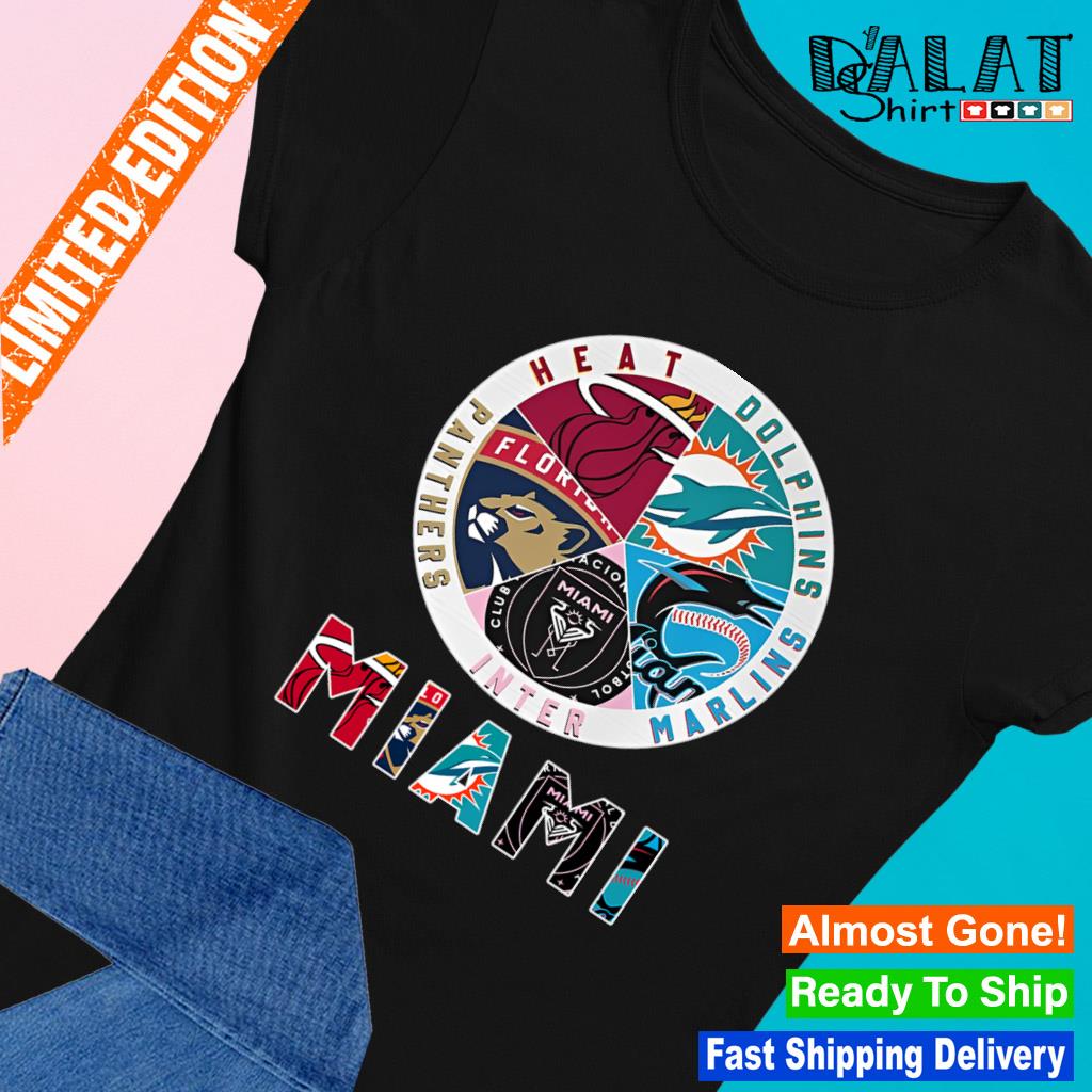 Miami Sports Teams Logo Shirt Heat, Dolphins, Marlins, Inter And Panthers,  hoodie, sweater, long sleeve and tank top