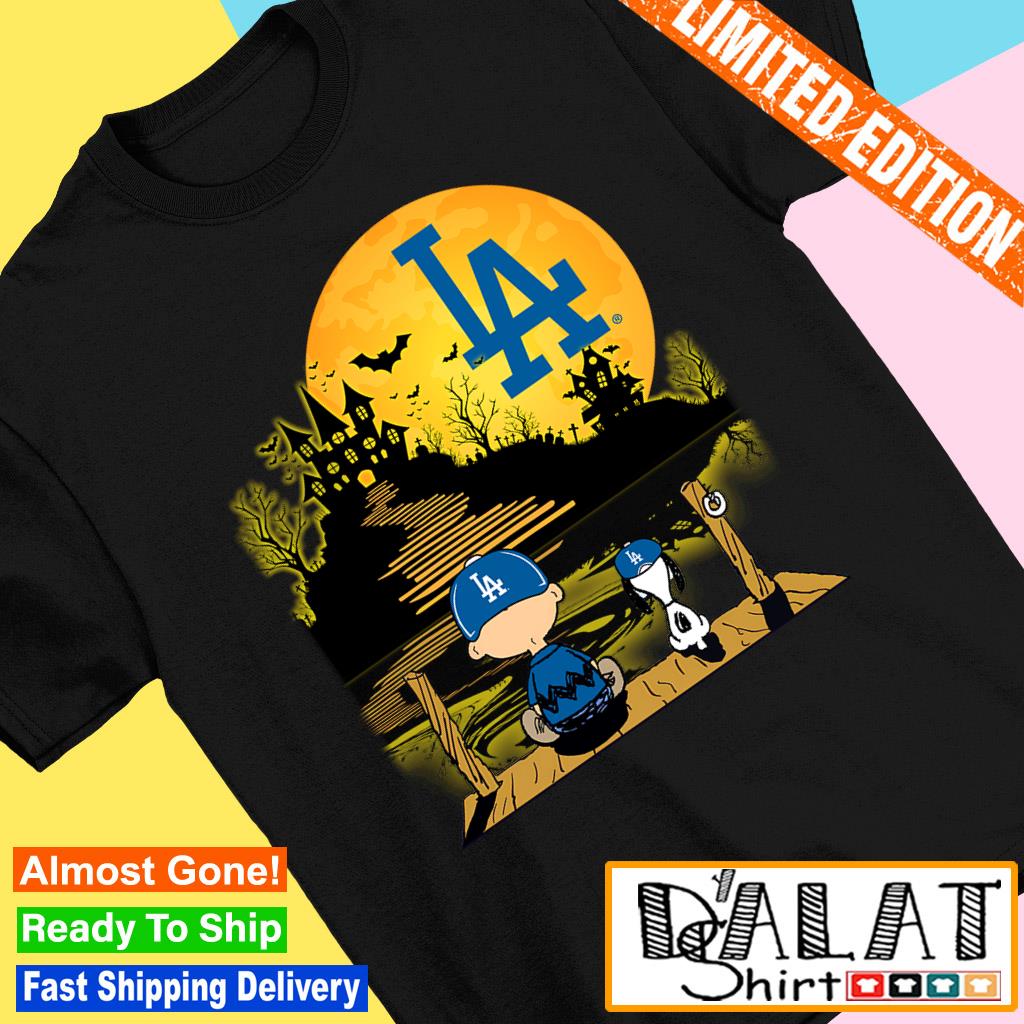 Snoopy Charlie Brown Sit Under Moon Los Angeles Dodgers Halloween Shirt,  hoodie, sweater, long sleeve and tank top