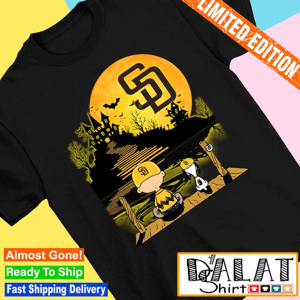 Official san Diego Padres Snoopy And Charlie Brown Sit Under Moon
