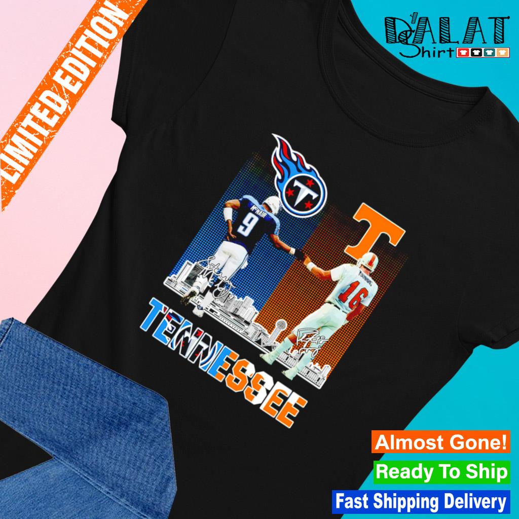 Steve McNair Tennessee Titans and Peyton Manning Tennessee Volunteers  signatures shirt - Dalatshirt