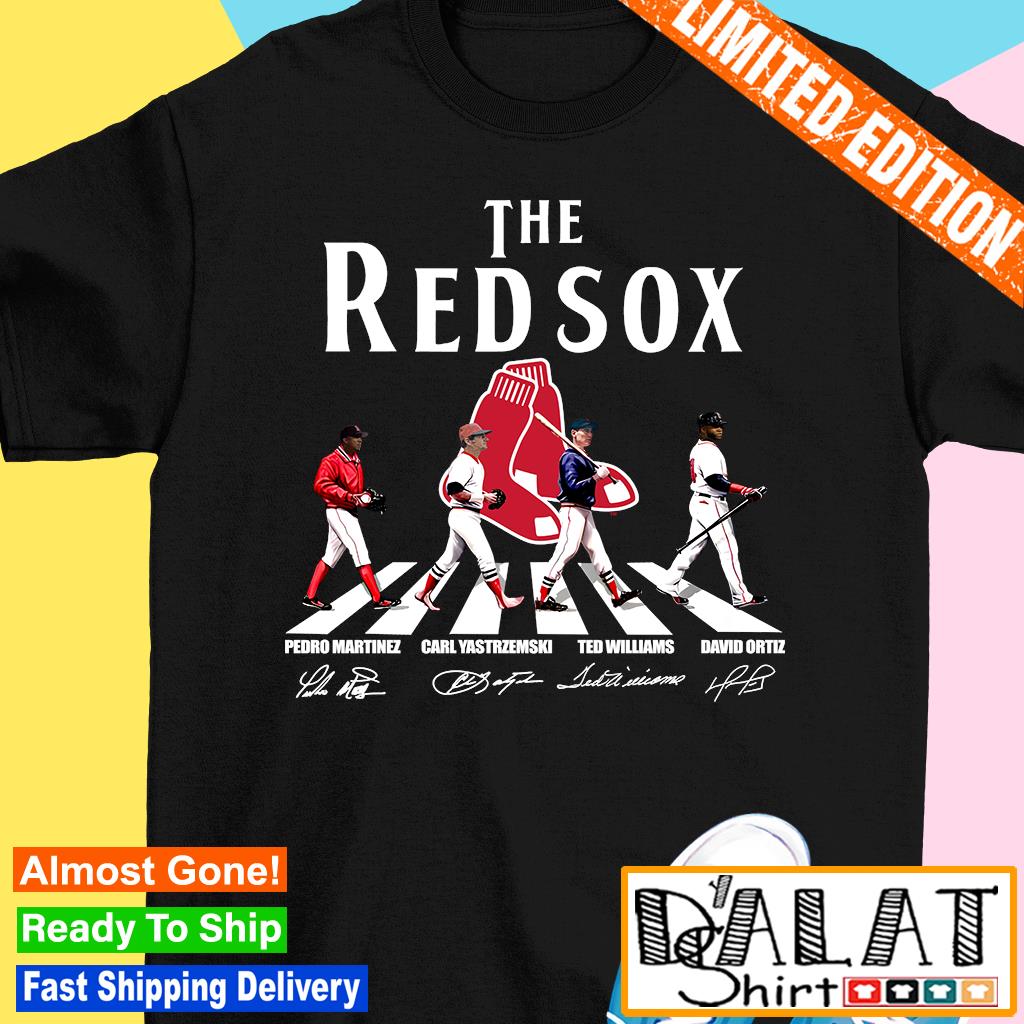 Boston red sox baseball team players abbey road signatures shirt