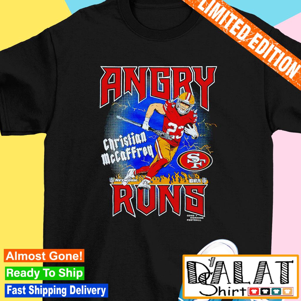 Angry runs 49ers christian mccaffrey shirt, hoodie, sweater, long