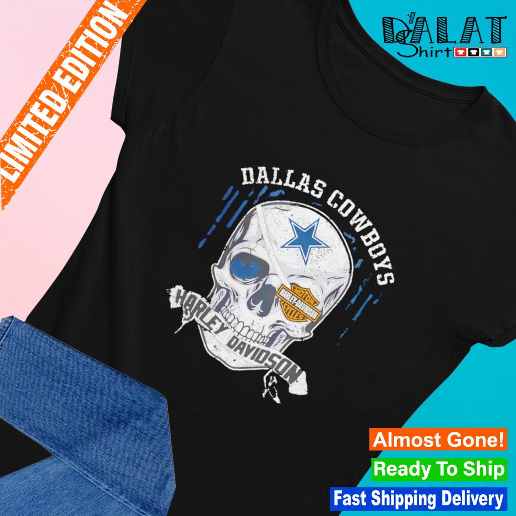 Dallas Cowboys Harley Davidson Skull T-shirt Black A8 (2021 UPDATED)