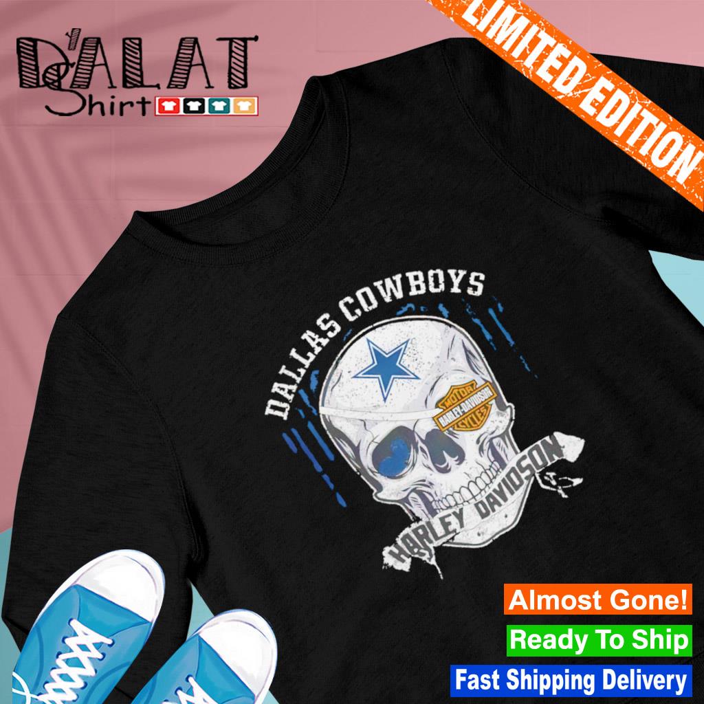 Dallas Cowboys Skull Harley Davidson Shirt - High-Quality Printed