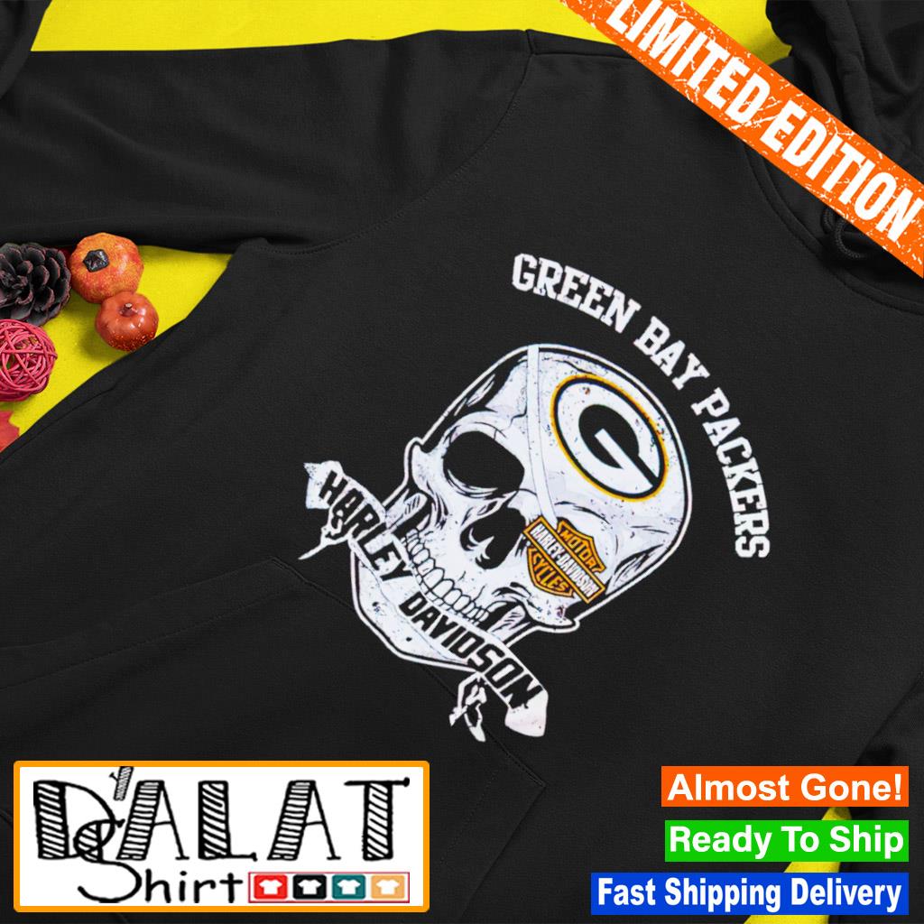 Green Bay Packers Harley Daivsion Skull shirt - Dalatshirt