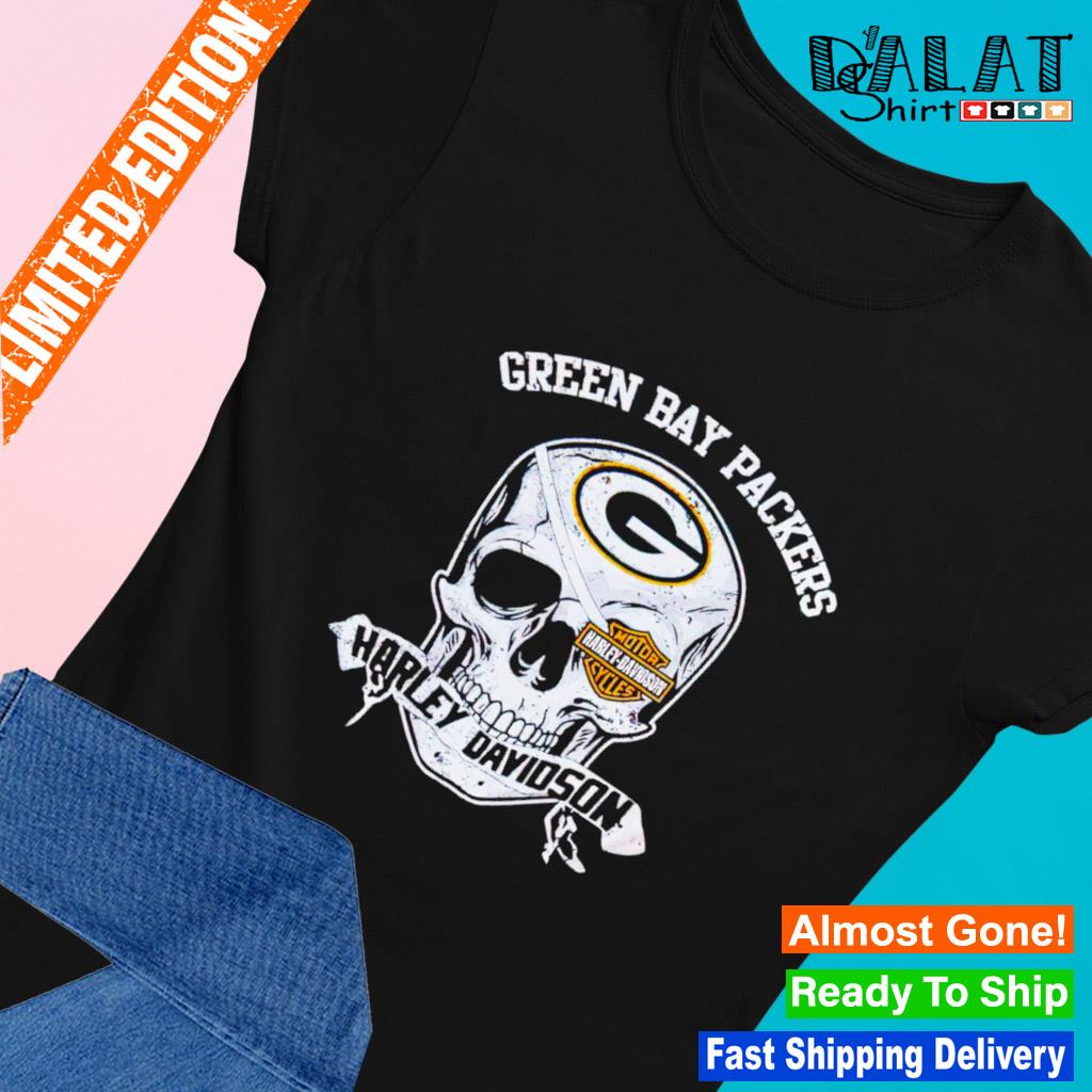 Skull Green Bay Packers Harley Davidson Green Bay Packers T Shirt