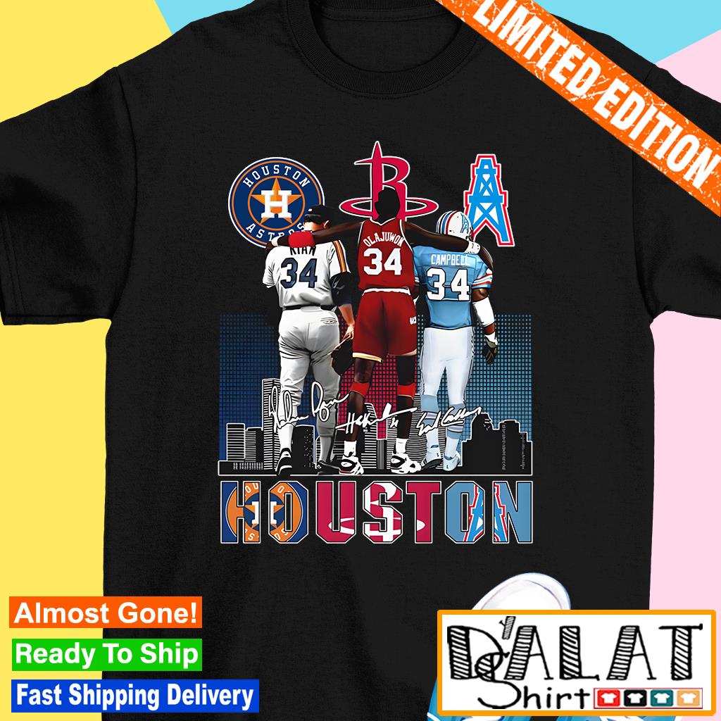 Houston Astros Ryan Houston Rockets Olajuwon Houston Oilers Campbell  signature Houston skyline city shirt, hoodie, sweater, long sleeve and tank  top