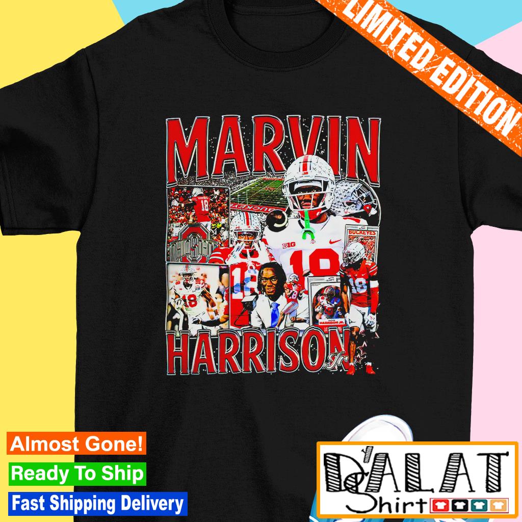 Marvin Harrison Jr 18 Ohio State Buckeyes player football poster shirt,  hoodie, sweater, long sleeve and tank top