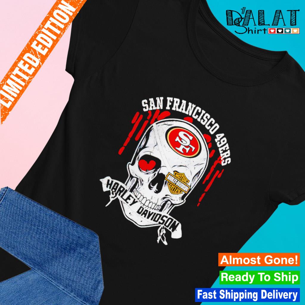 Harley Davidson Skull San Francisco 49ers Shirt, Unique 49ers Gifts in 2023