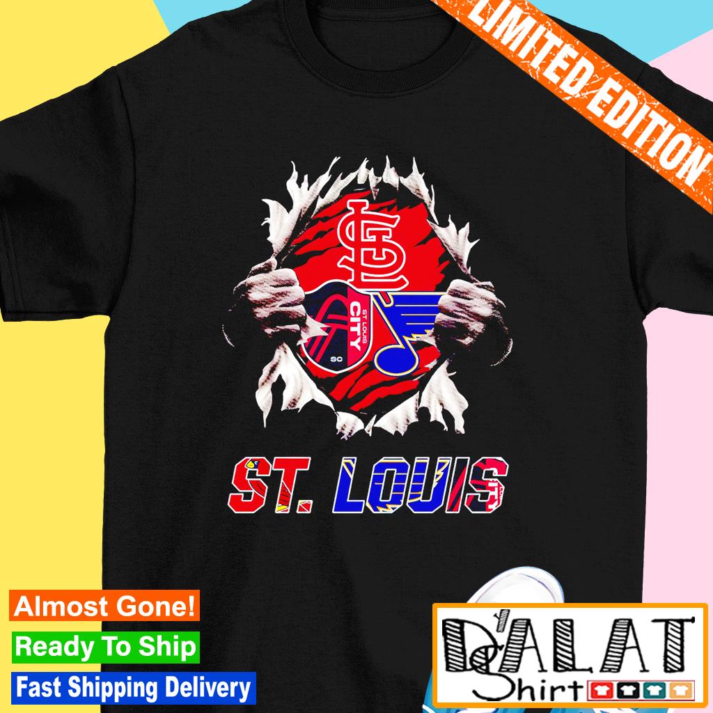 St. Louis Cardinals Red & White Blues St. Louis Blues t-shirt by