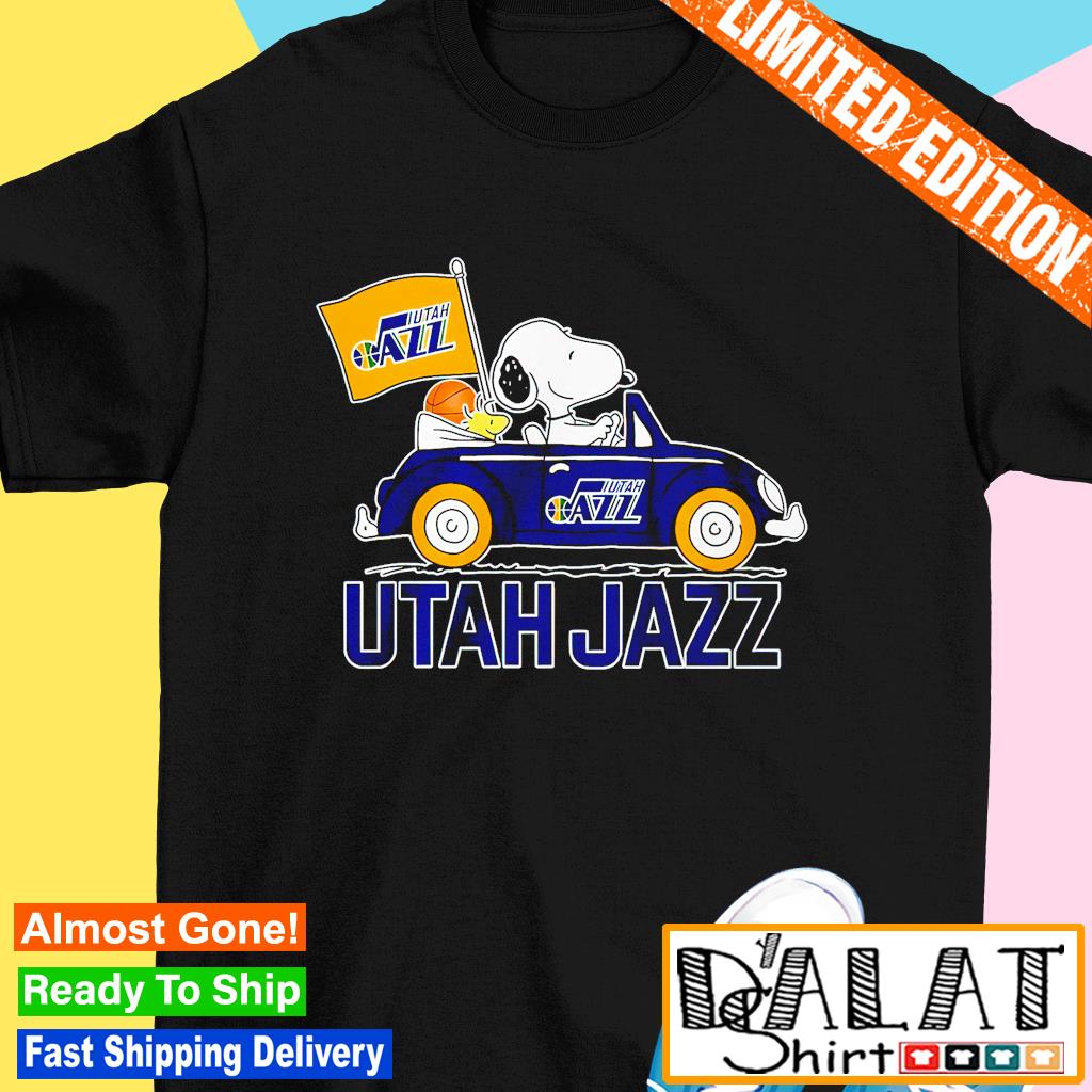 Utah Jazz basketball Snoopy dog driving car shirt, hoodie, sweater